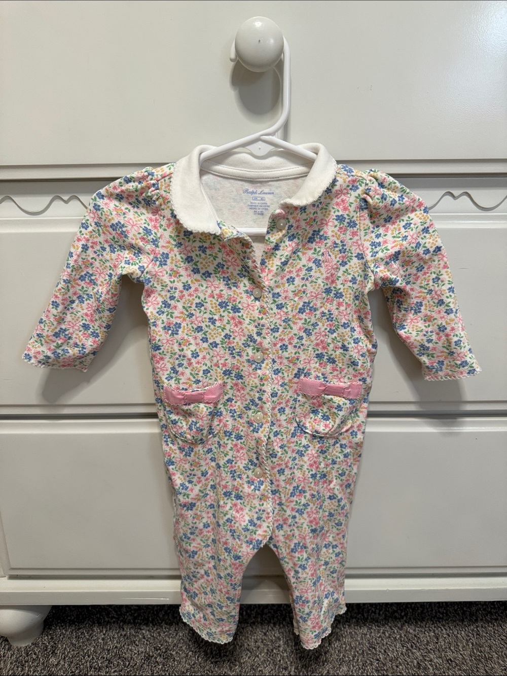 Ralph Lauren Pink Floral Baby One-Piece Romper